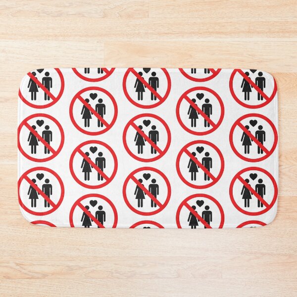 Item preview, No Love – Prohibition Sign with Couple Silhouettes and Heart Symbol on White Background designed and sold by PixelVibe782.