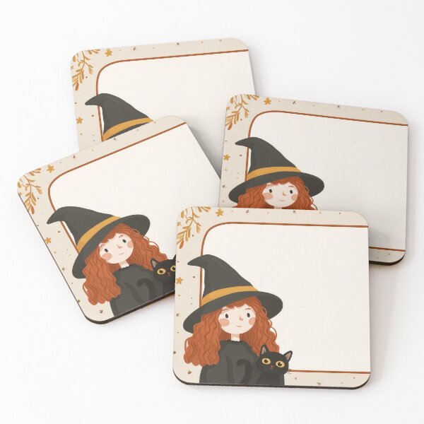Item preview, Autumn Witch & Cat – Cozy Message Frame designed and sold by BennyPuppy.