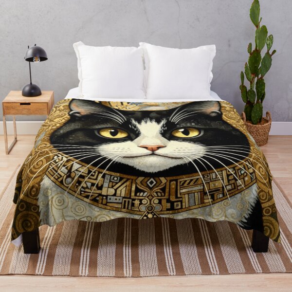 Item preview, Klimt Cat with Gold Necklace designed and sold by Vicky Brago-Mitchell®.