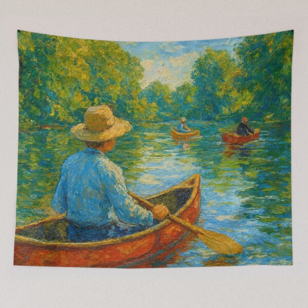 Item preview, River trip in the light – Impressionist canoe scene designed and sold by Sigtrix.