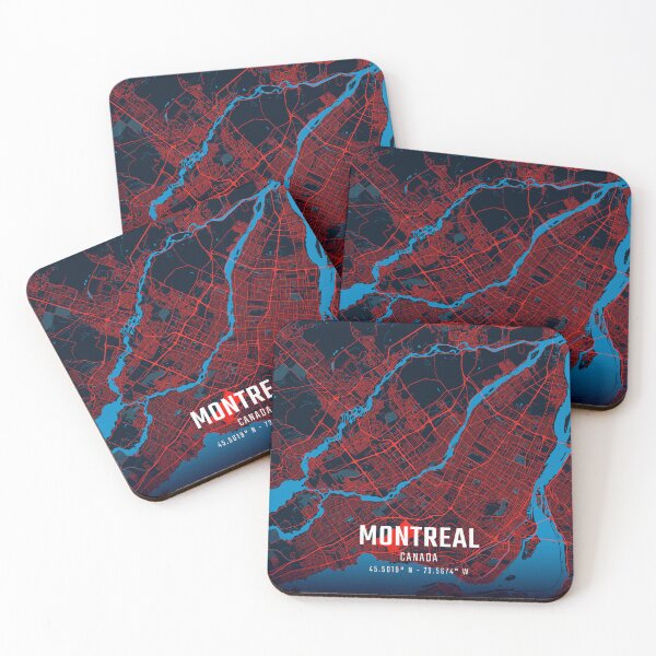 Item preview, Montreal Red & Blue Minimalist Map designed and sold by HomeLivingCo.