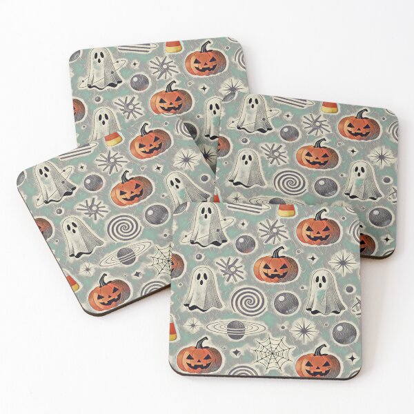 Item preview, Spooky Retro Halloween Pattern - Vintage Ghosts & Pumpkins designed and sold by Hen-C-Art.