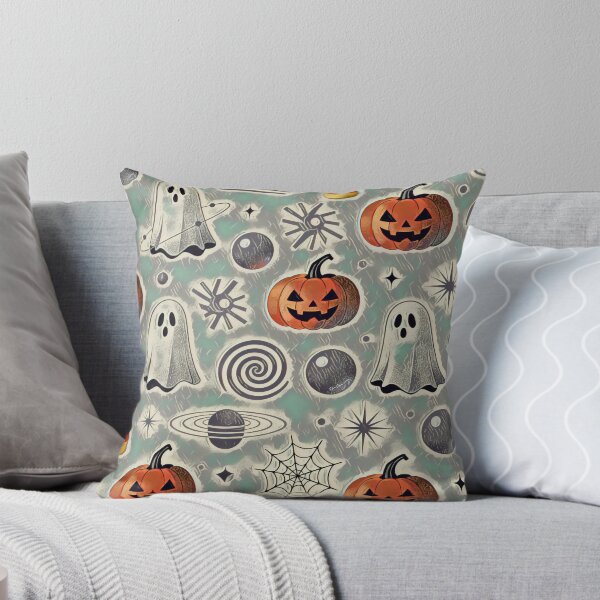 Item preview, Spooky Retro Halloween Pattern - Vintage Ghosts & Pumpkins designed and sold by Hen-C-Art.