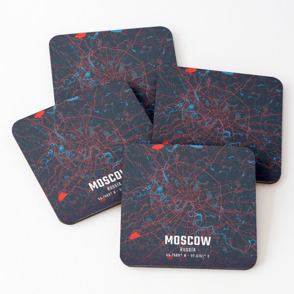Item preview, Moscow Red & Blue Minimalist Map designed and sold by HomeLivingCo.