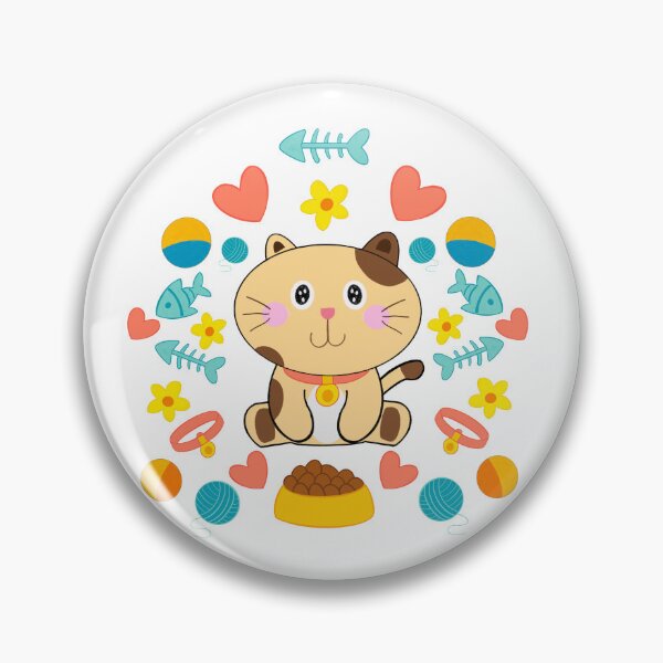 Item preview, Cute Cartoon Cat with Toys Illustration designed and sold by MooBinArt.