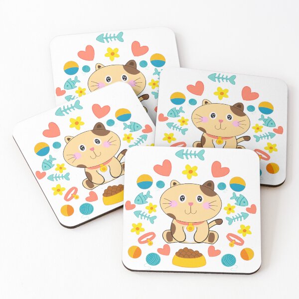 Item preview, Cute Cartoon Cat with Toys Illustration designed and sold by MooBinArt.