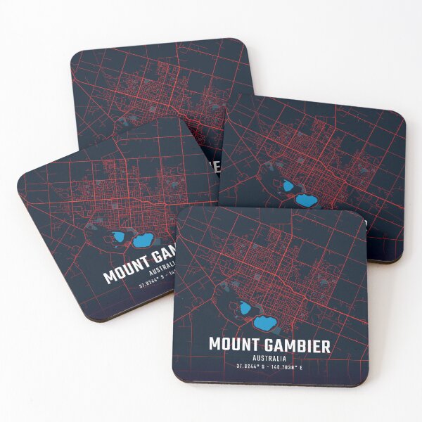 Item preview, Mount Gambier Red & Blue Minimalist Map designed and sold by HomeLivingCo.