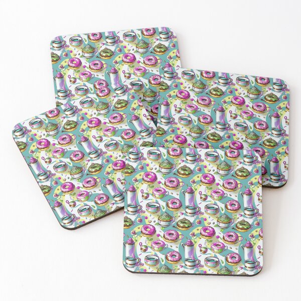 Item preview, Kawaii Donut Coffee Doodle Seamless Pattern designed and sold by SketchNStyle.