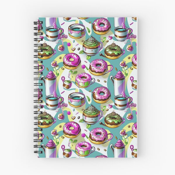 Item preview, Kawaii Donut Coffee Doodle Seamless Pattern designed and sold by SketchNStyle.