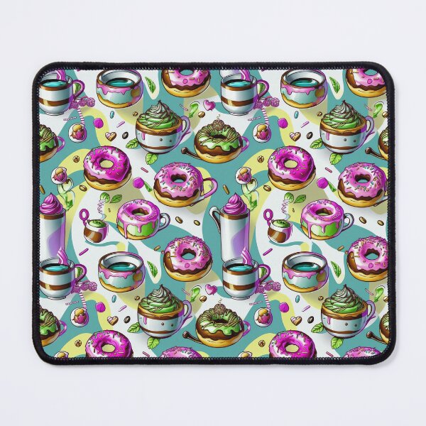Item preview, Kawaii Donut Coffee Doodle Seamless Pattern designed and sold by SketchNStyle.