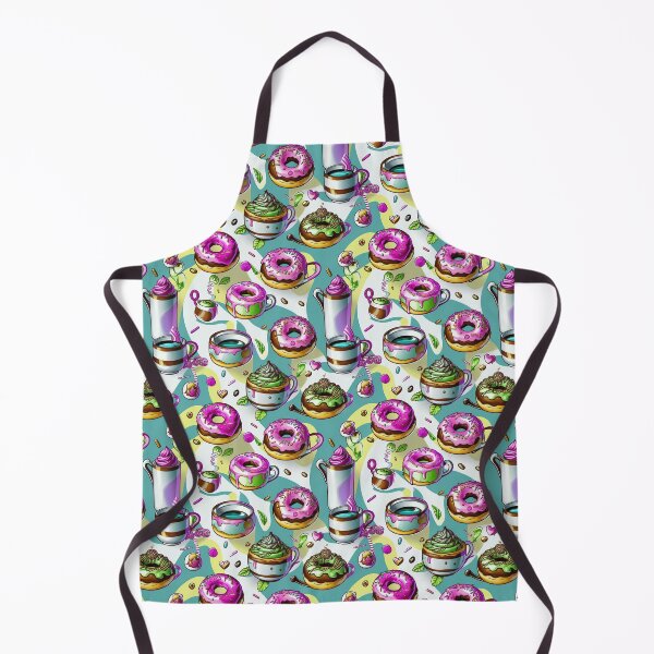 Item preview, Kawaii Donut Coffee Doodle Seamless Pattern designed and sold by SketchNStyle.