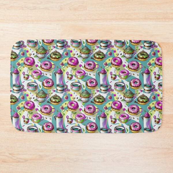 Item preview, Kawaii Donut Coffee Doodle Seamless Pattern designed and sold by SketchNStyle.
