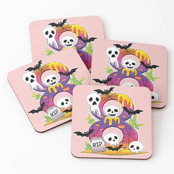 Item preview, Vibrant Halloween Number Eight Vector with Ghost, Skulls, spiderweb and bat. designed and sold by RS4you.