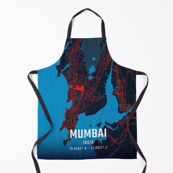 Item preview, Mumbai Red & Blue Minimalist Map designed and sold by HomeLivingCo.