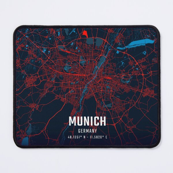 Item preview, Munich Red & Blue Minimalist Map designed and sold by HomeLivingCo.