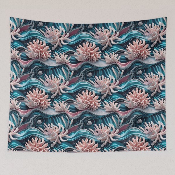Item preview, Transformative Teal Shimmering Ocean Waves Pattern designed and sold by SketchNStyle.