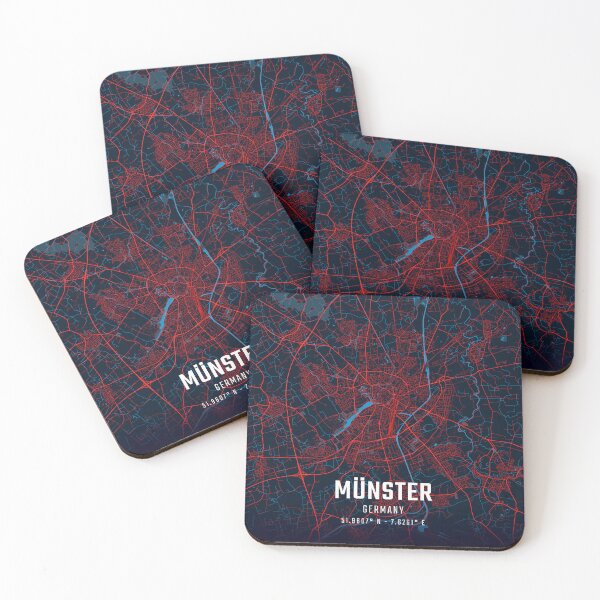 Item preview, Münster Red & Blue Minimalist Map designed and sold by HomeLivingCo.