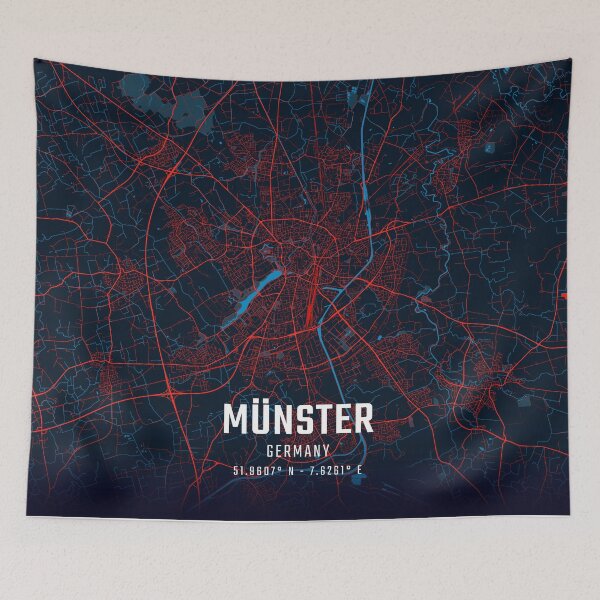 Item preview, Münster Red & Blue Minimalist Map designed and sold by HomeLivingCo.