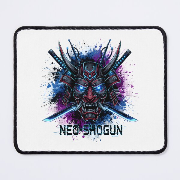 Item preview, NEO-SHOGUN Cyberpunk Oni Mask with Neon Katana Swords designed and sold by NewYorkColours.