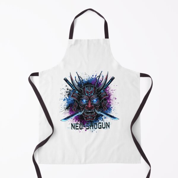 Item preview, NEO-SHOGUN Cyberpunk Oni Mask with Neon Katana Swords designed and sold by NewYorkColours.