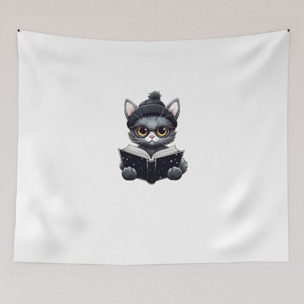 Item preview, Bookish Black Cat Reading Under Stars  designed and sold by facegm.