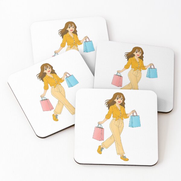 Item preview, Fashion Girl Shopping Illustration in Yellow Outfit designed and sold by MooBinArt.