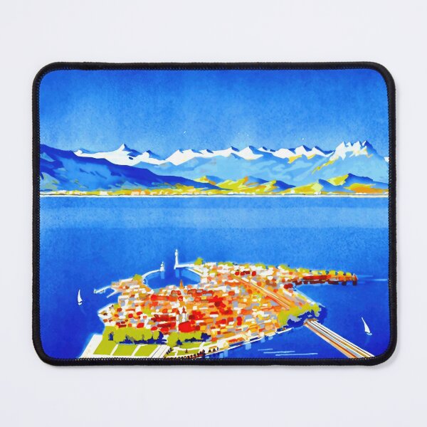 Item preview, Vintage Travel Poster | Lindau Island Art | Lake Constance Decor | Bold Colors & Retro Style | Mid Century Wall Art designed and sold by artofuniverse.