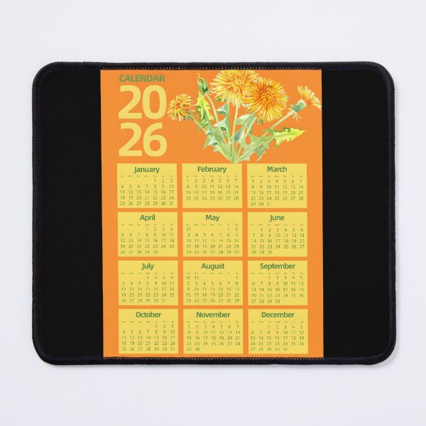 Item preview, Dandelion Botanical 2026 Calendar – Yellow Floral Yearly Design designed and sold by EmeraldeaDesign.