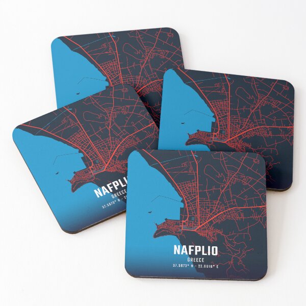 Item preview, Nafplio Red & Blue Minimalist Map designed and sold by HomeLivingCo.