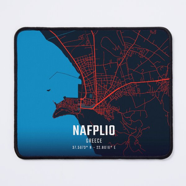 Item preview, Nafplio Red & Blue Minimalist Map designed and sold by HomeLivingCo.