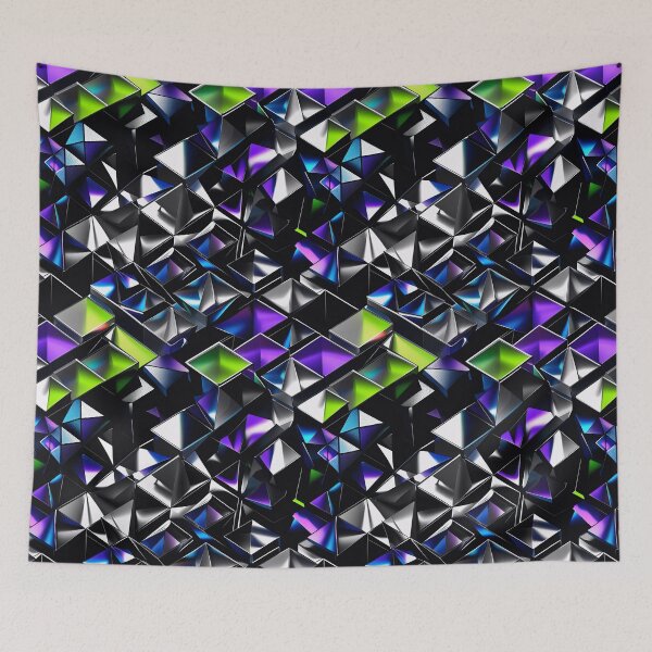 Item preview, Retrofuturistic 3D Geometric Grid Pattern designed and sold by SketchNStyle.