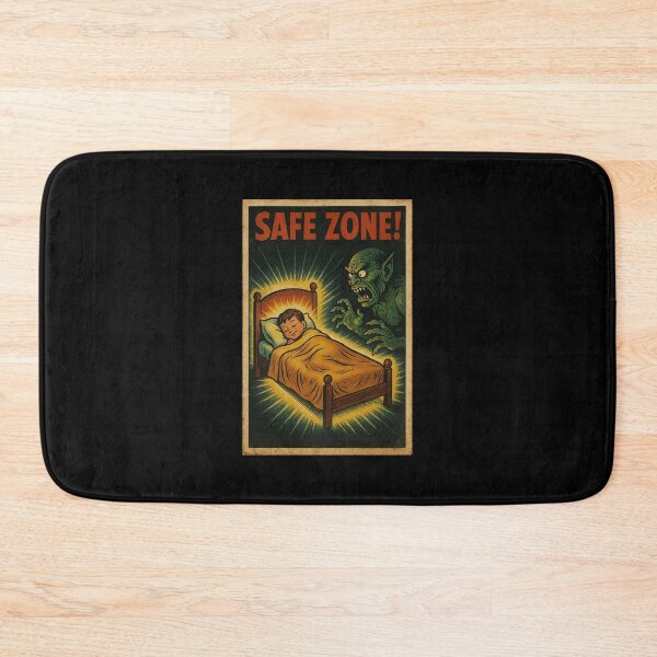 Item preview, Safe Zone – Vintage Comic Monster Poster | Retro Sleep Protection Art designed and sold by The Devil's Bargain.