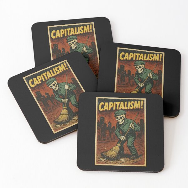 Item preview, Retro Skeleton Worker Satire – Dark Humor Capitalism Art designed and sold by The Devil's Bargain.