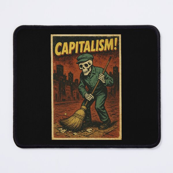Item preview, Retro Skeleton Worker Satire – Dark Humor Capitalism Art designed and sold by The Devil's Bargain.