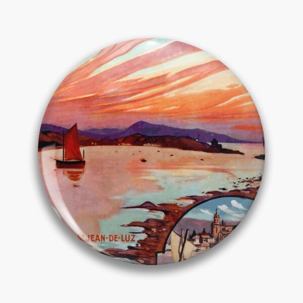 Item preview, Vintage French Travel Poster | Chemins de Fer d'Orléans | Basque Coast Art Deco | Colorful Sunset & Waves | Collectible Art designed and sold by artofuniverse.
