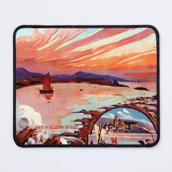 Item preview, Vintage French Travel Poster | Chemins de Fer d'Orléans | Basque Coast Art Deco | Colorful Sunset & Waves | Collectible Art designed and sold by artofuniverse.