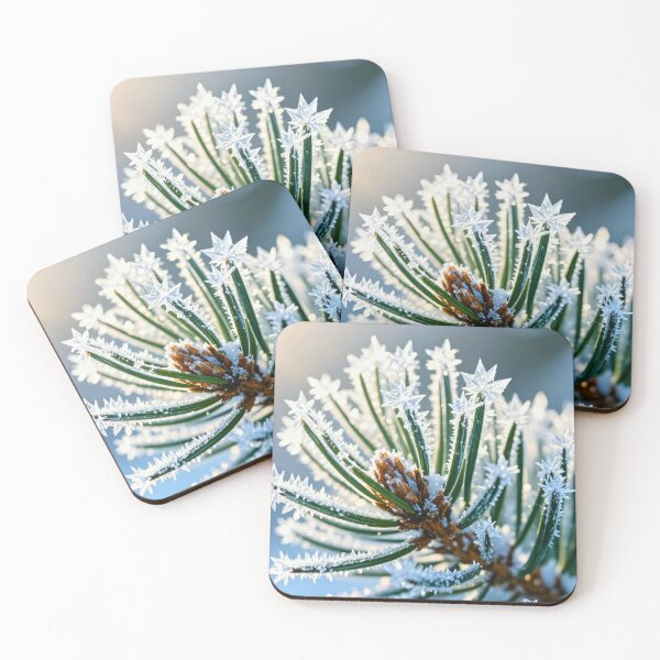 Item preview, Frosty Pine Needles Covered in Ice Crystals Sparkling Under Soft Morning Sunlight in Winter Forest designed and sold by Mimoshi ⭐⭐⭐⭐⭐.