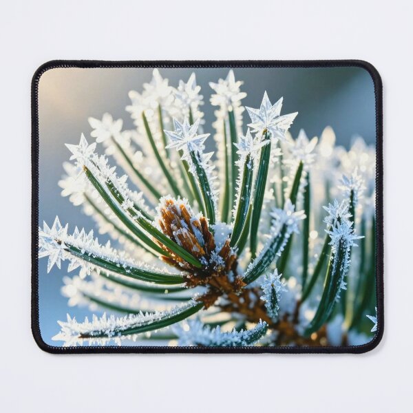Item preview, Frosty Pine Needles Covered in Ice Crystals Sparkling Under Soft Morning Sunlight in Winter Forest designed and sold by Mimoshi ⭐⭐⭐⭐⭐.