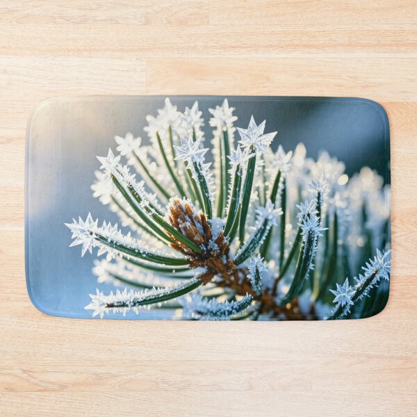 Item preview, Frosty Pine Needles Covered in Ice Crystals Sparkling Under Soft Morning Sunlight in Winter Forest designed and sold by Mimoshi ⭐⭐⭐⭐⭐.