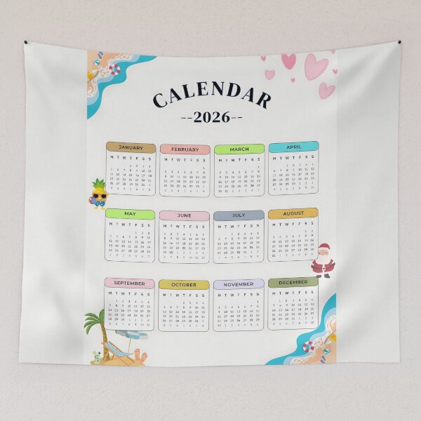 Item preview, 2026 Calendar – Colorful and Simple with Seasonal Graphics designed and sold by EmeraldeaDesign.