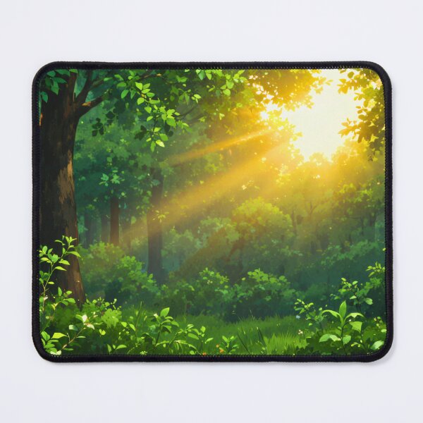 Artikelvorschau, Goldenes Morgensonnenlicht, das durch üppige grüne Waldblätter strömt und eine friedliche und warme Atmosphäre schafft entworfen und verkauft von Mimoshi ⭐⭐⭐⭐⭐.