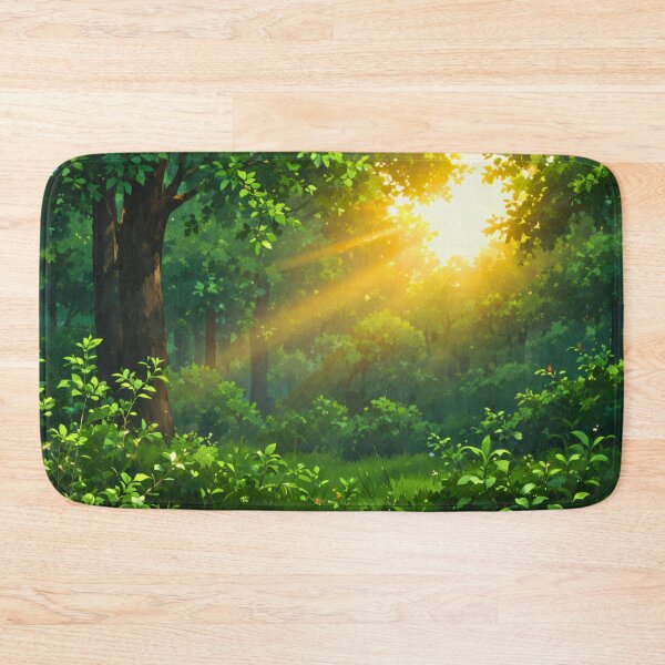 Item preview, Golden Morning Sunlight Streaming Through Lush Green Forest Leaves Creating a Peaceful and Warm Atmosphere designed and sold by Mimoshi ⭐⭐⭐⭐⭐.