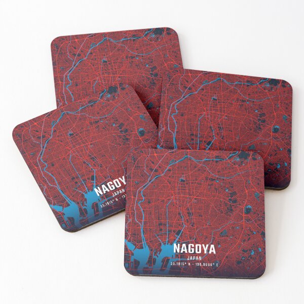 Item preview, Nagoya Red & Blue Minimalist Map designed and sold by HomeLivingCo.