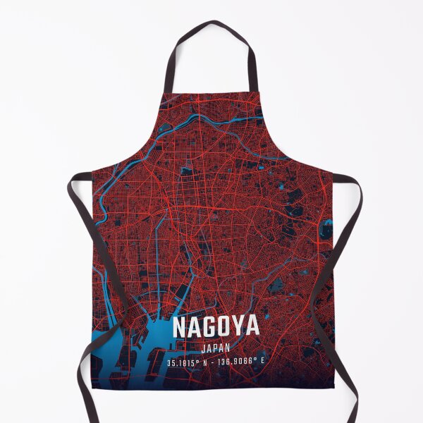 Item preview, Nagoya Red & Blue Minimalist Map designed and sold by HomeLivingCo.