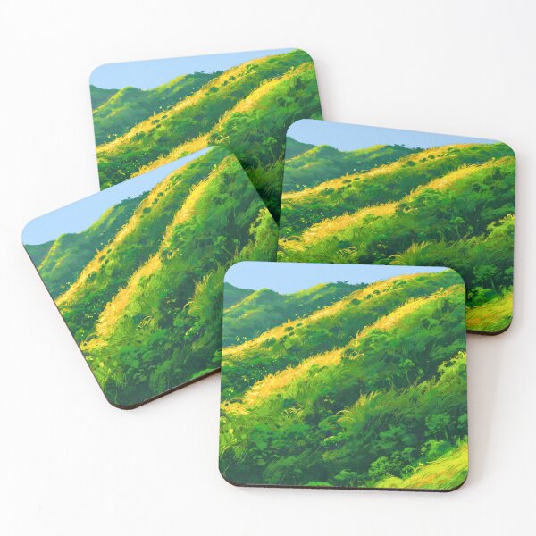 Item preview, Sunlit Green Hills Covered with Lush Grass and Wild Plants Under a Bright Blue Morning Sky designed and sold by Mimoshi ⭐⭐⭐⭐⭐.