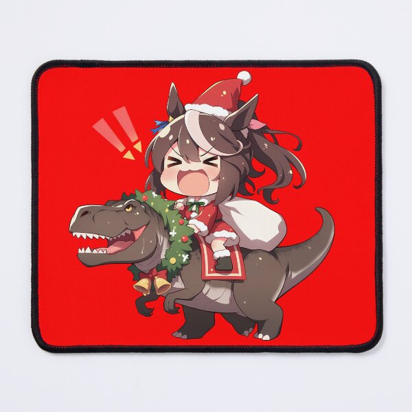 Item preview, Tokai Teio Santa Riding Festive T-Rex Uma Musume Pretty Derby Anime Chibi designed and sold by TorbenKuhano.