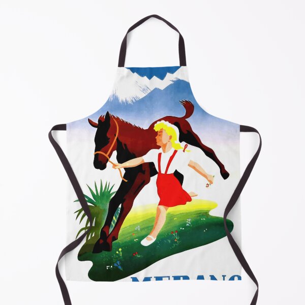 Item preview, Vintage Merano Travel Poster | Art Deco & Folk Art Style | South Tyrol Italy | Alps Scenic Print | Traditional Girl Horse designed and sold by artofuniverse.