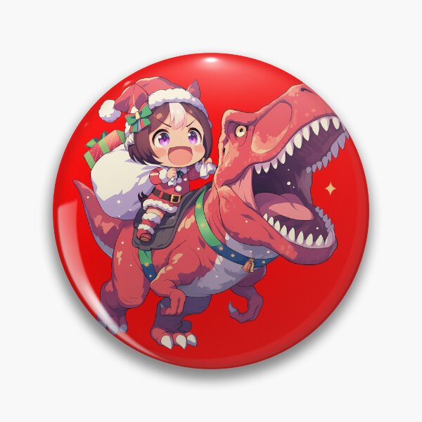 Item preview, Special Week Santa Riding T-Rex Uma Musume Pretty Derby Anime Chibi designed and sold by TorbenKuhano.