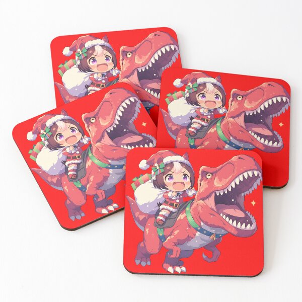 Item preview, Special Week Santa Riding T-Rex Uma Musume Pretty Derby Anime Chibi designed and sold by TorbenKuhano.