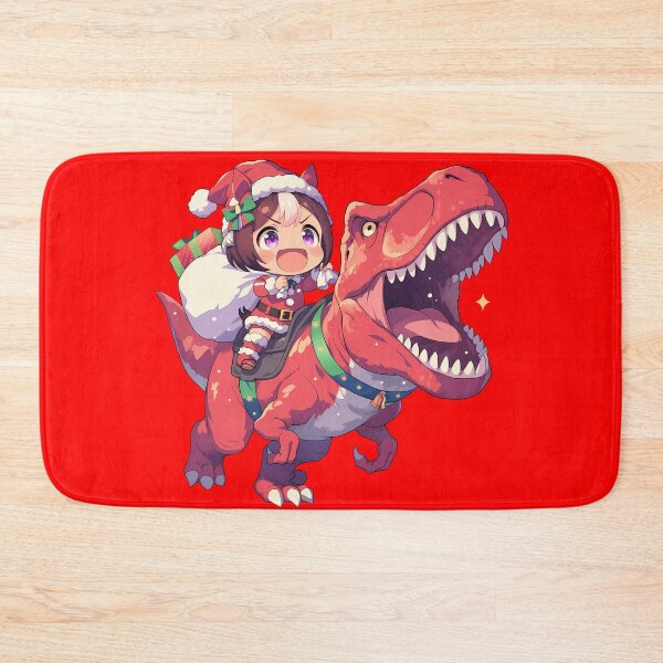 Item preview, Special Week Santa Riding T-Rex Uma Musume Pretty Derby Anime Chibi designed and sold by TorbenKuhano.